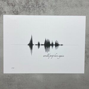 NEW Would Poop Here Again Soundwave Wall Art Print 5x7in Black White Bathroom